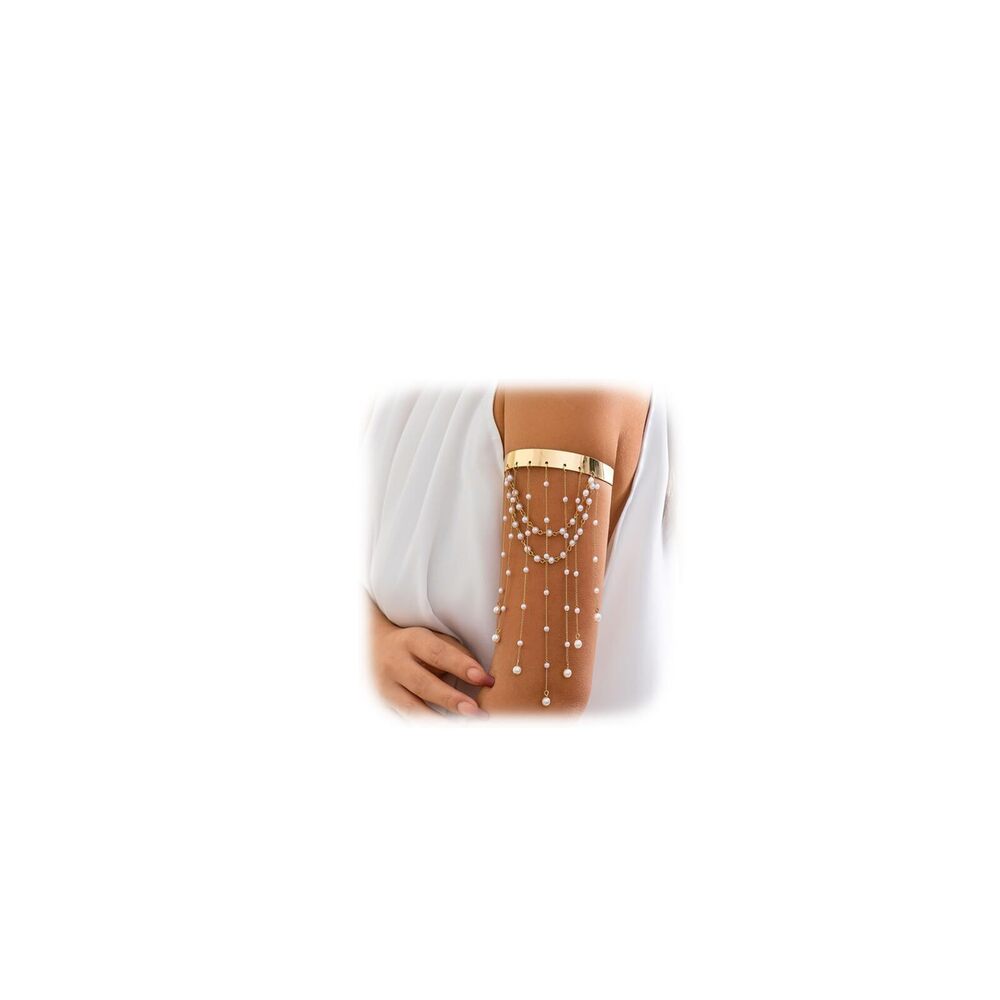 2477 Summer Beach Leaf Upper Arm Chain Bracelet Heart Tassel Open Arm Chain